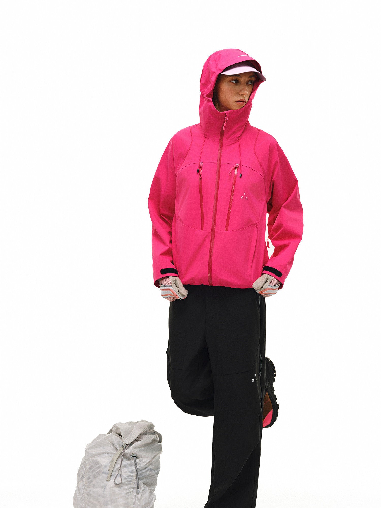 Full Pressure Glue Double Oblique Zipper Halsok Line Shell Jacketr