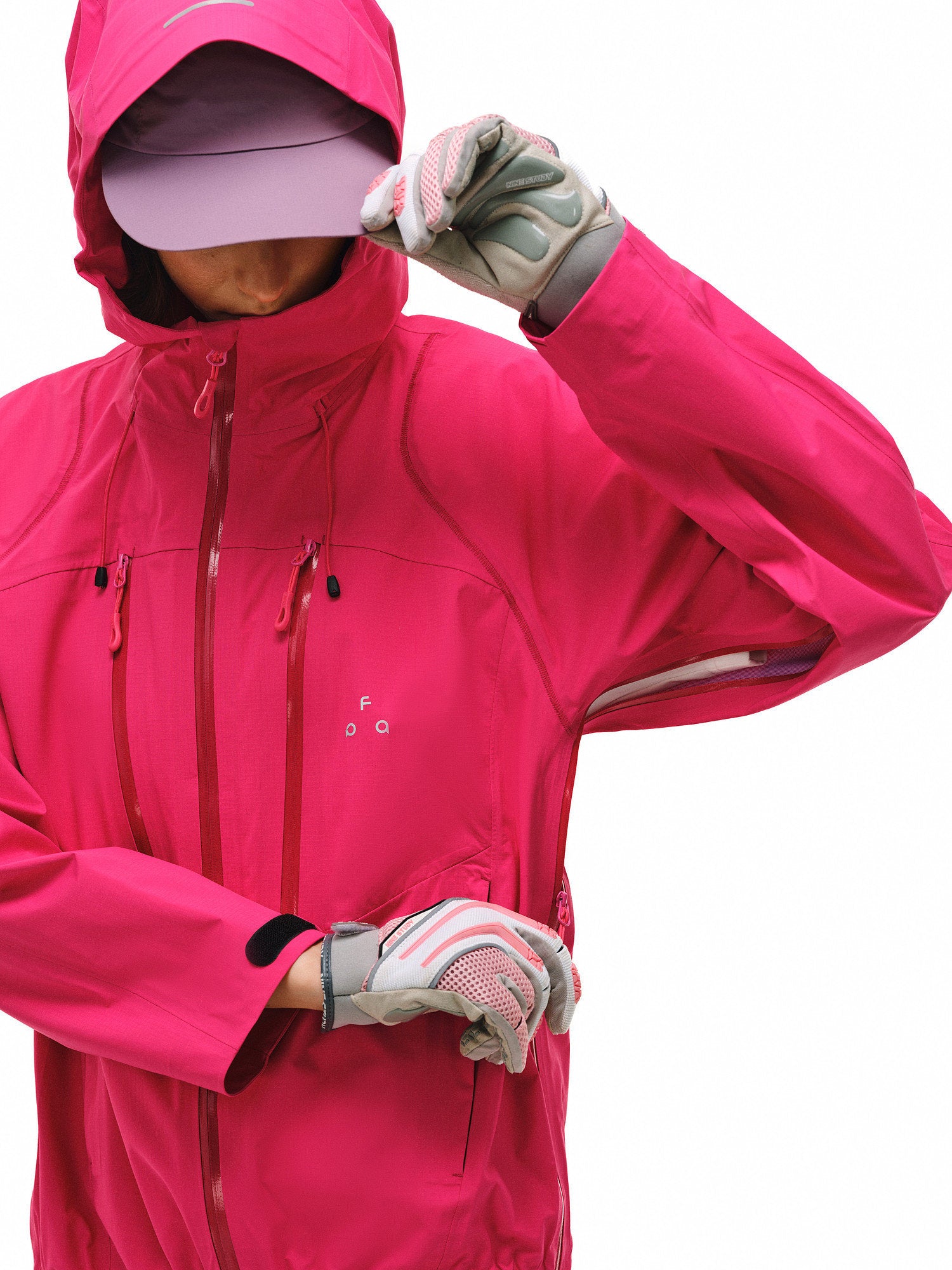 Full Pressure Glue Double Oblique Zipper Halsok Line Shell Jacketr