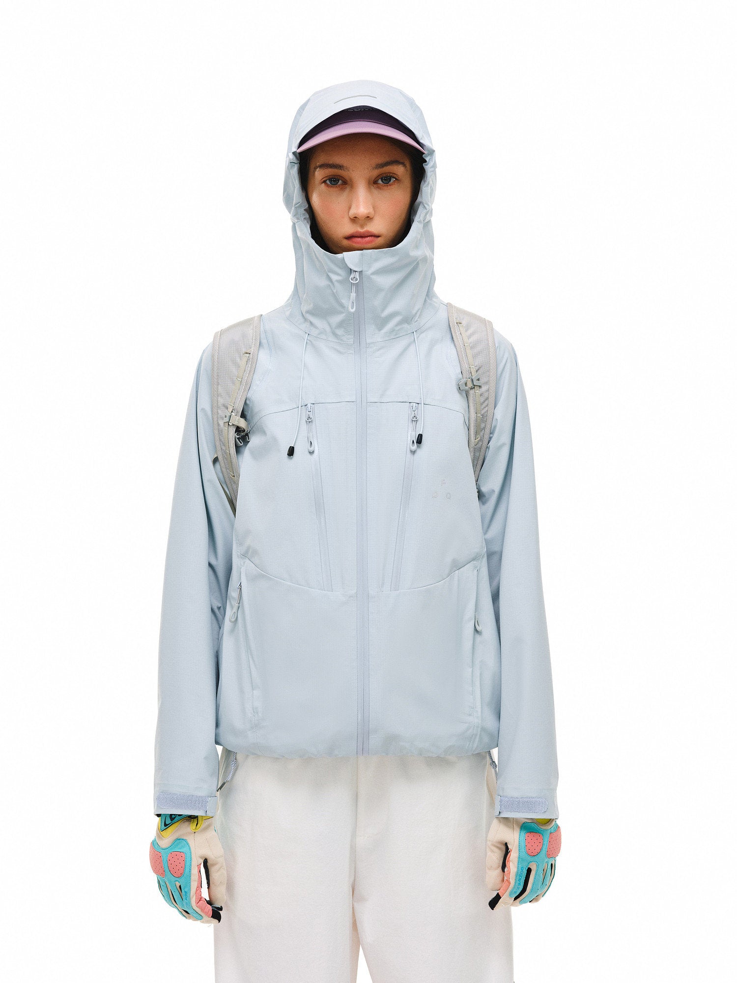 Full Pressure Glue Double Oblique Zipper Halsok Line Shell Jacketr