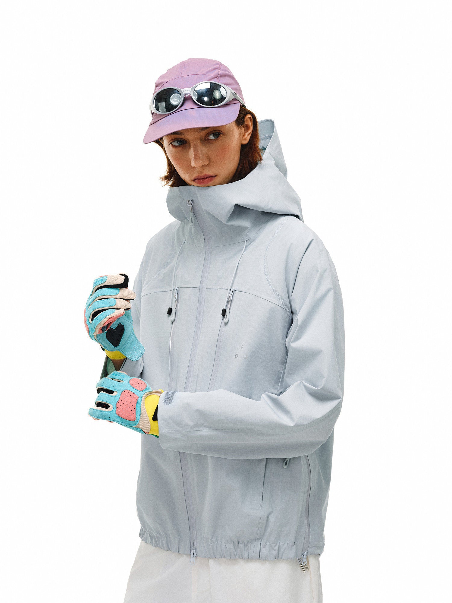 Full Pressure Glue Double Oblique Zipper Halsok Line Shell Jacketr